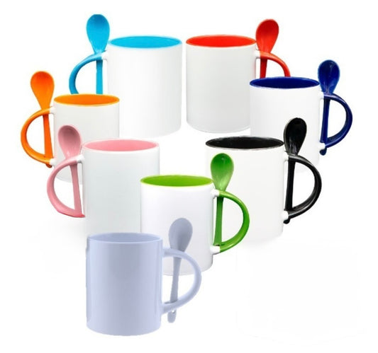 Taza de Color C/Cuchara 11oz